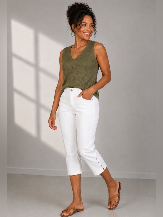Gloria Vanderbilt Denim - Gloria Vanderbilt  slimming Amanda White Capri Jeans 14P